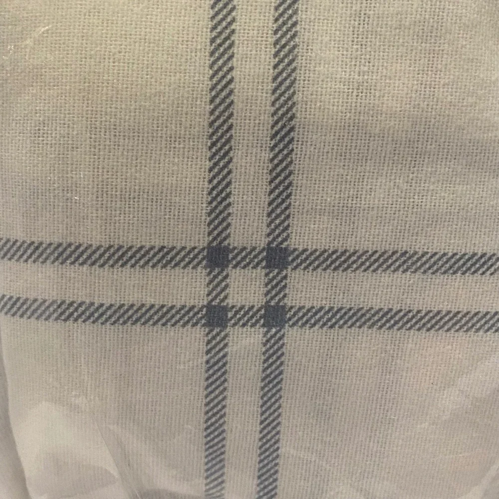 Eddie Bauer Flannel Sheet Set Twin White Navy Blue New Windowpane Plaid Home